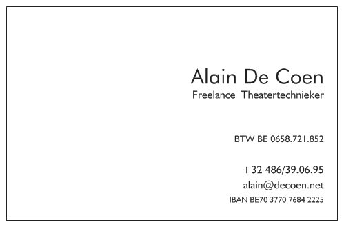 Alain De Coen Freelance Theatertechnieker